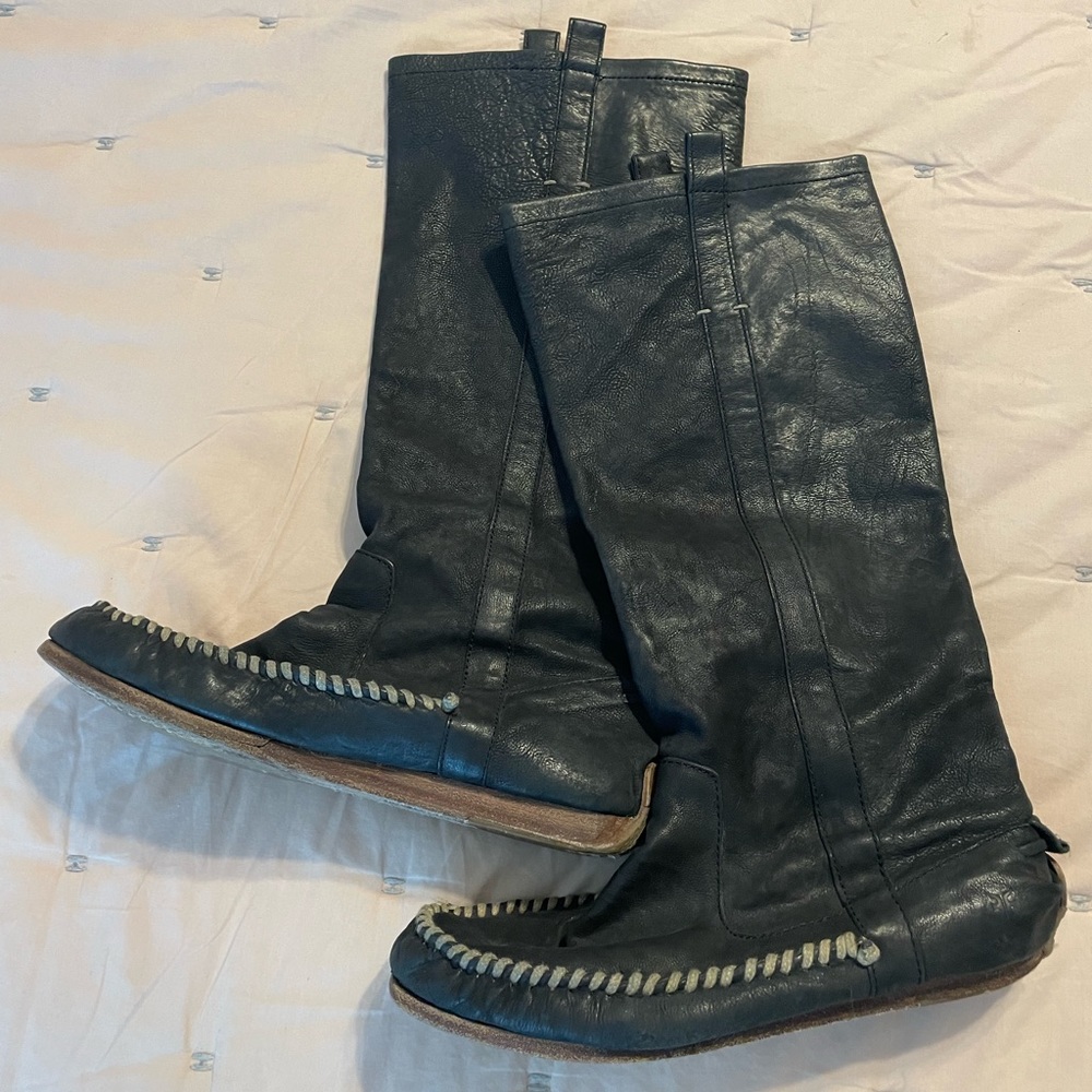 Frye tall leather mocassin boots